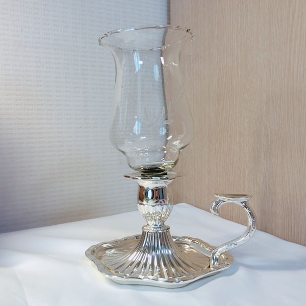 vintage leaf glass votive silver candle holder