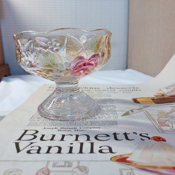 vintage fruits dessert glass bowl