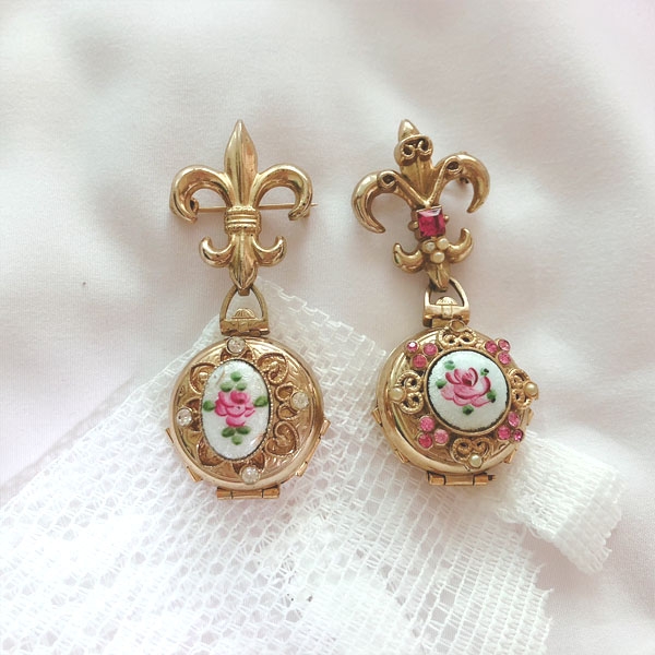 vintage jewelry locket brooch
