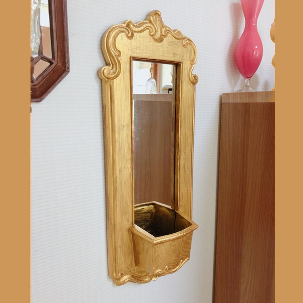 vintage gold tone rectangle wall mirror
