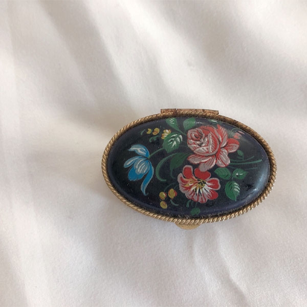 vintage floral mini trinket box