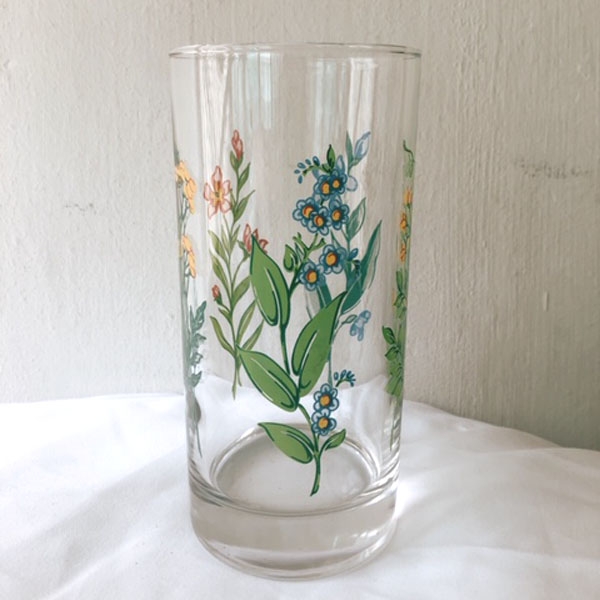 vintage floral glass cup