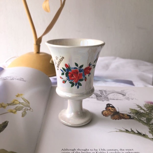 vintage mini red rose ornament cup