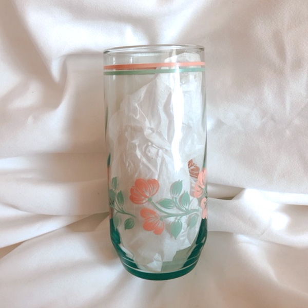 vintage green pink cup