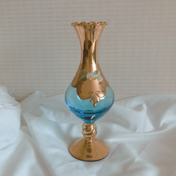 vintage blue gold vase