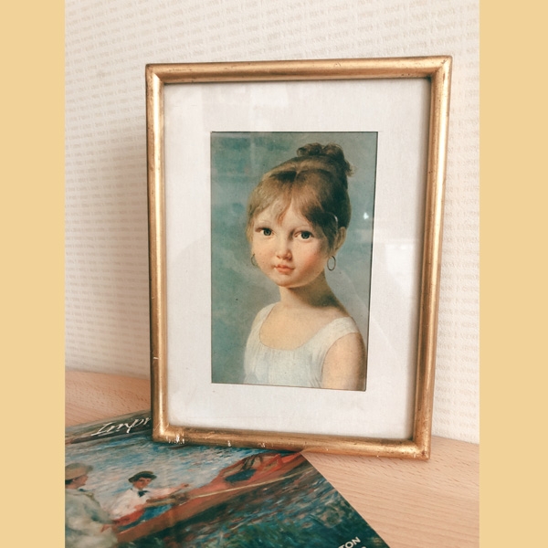 vintage girl gold painting