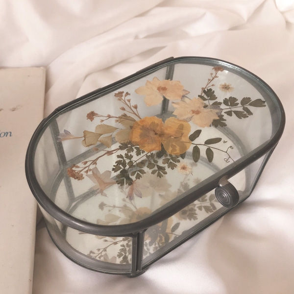 vintage pressed flower jewelry case