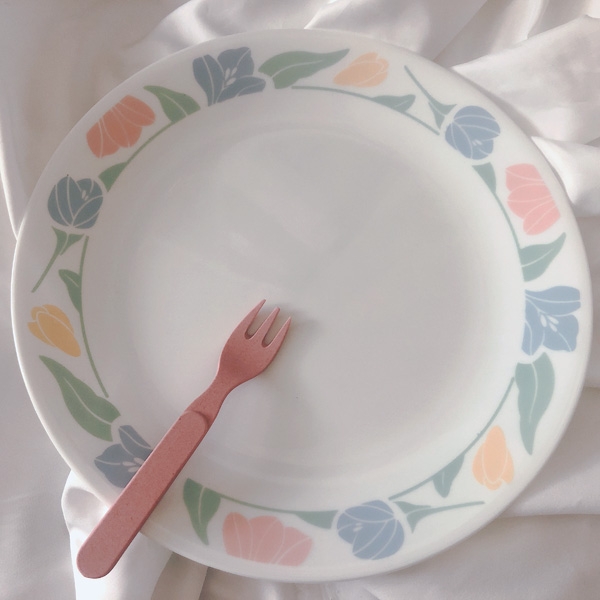 vintage big pastel flower plate