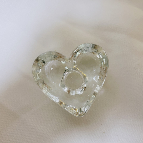 vintage heart glass mini candle holder