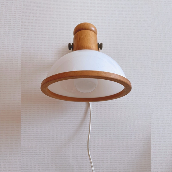 vintage Dutch mushroom wood wall lamp