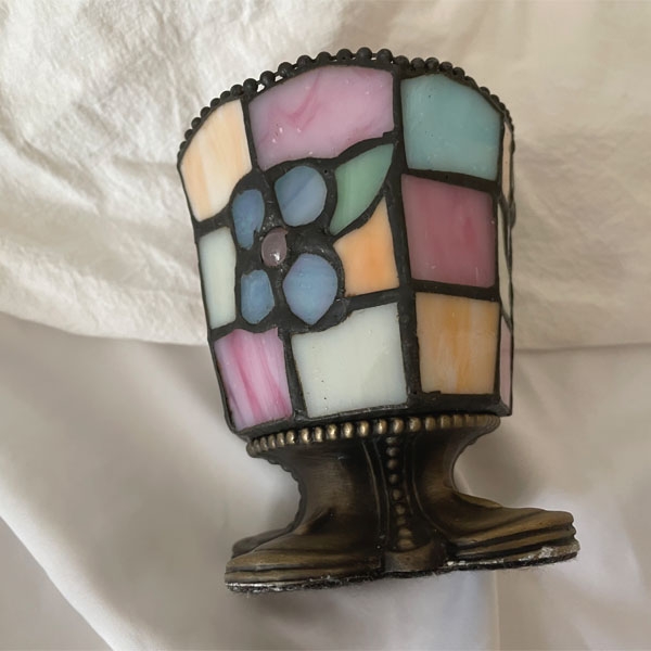 vintage stained glass candle holder