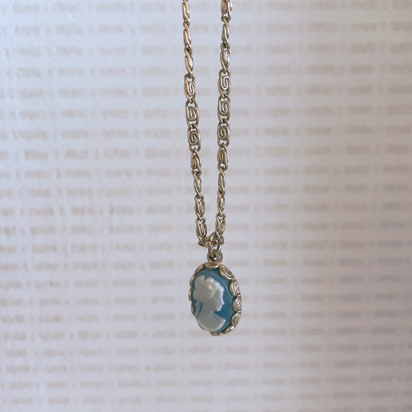 vintage skyblue cameo necklace
