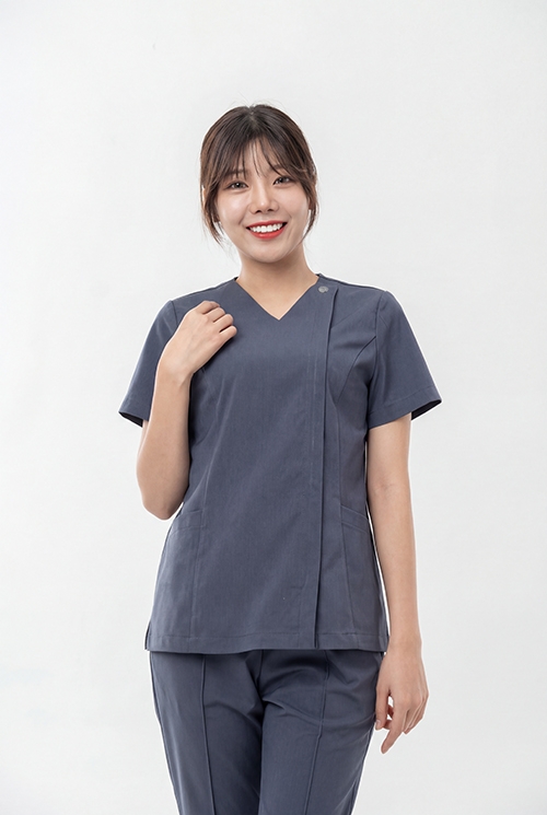 지퍼 V넥 모스그레이 - 1663