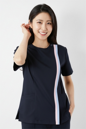 더블배색 다크네이비(PK) 간호복 상의-4974