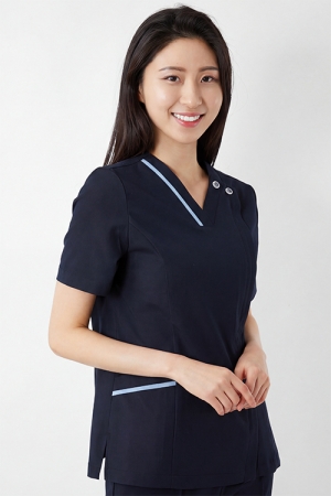 V넥 원포인트 다크네이비 상의-4651