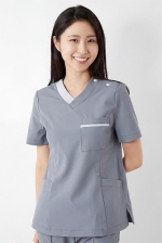 V넥 배색포인트 토프그레이 상의-4664