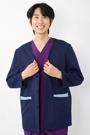 포인트 덧가운 가디건 네이비-5382