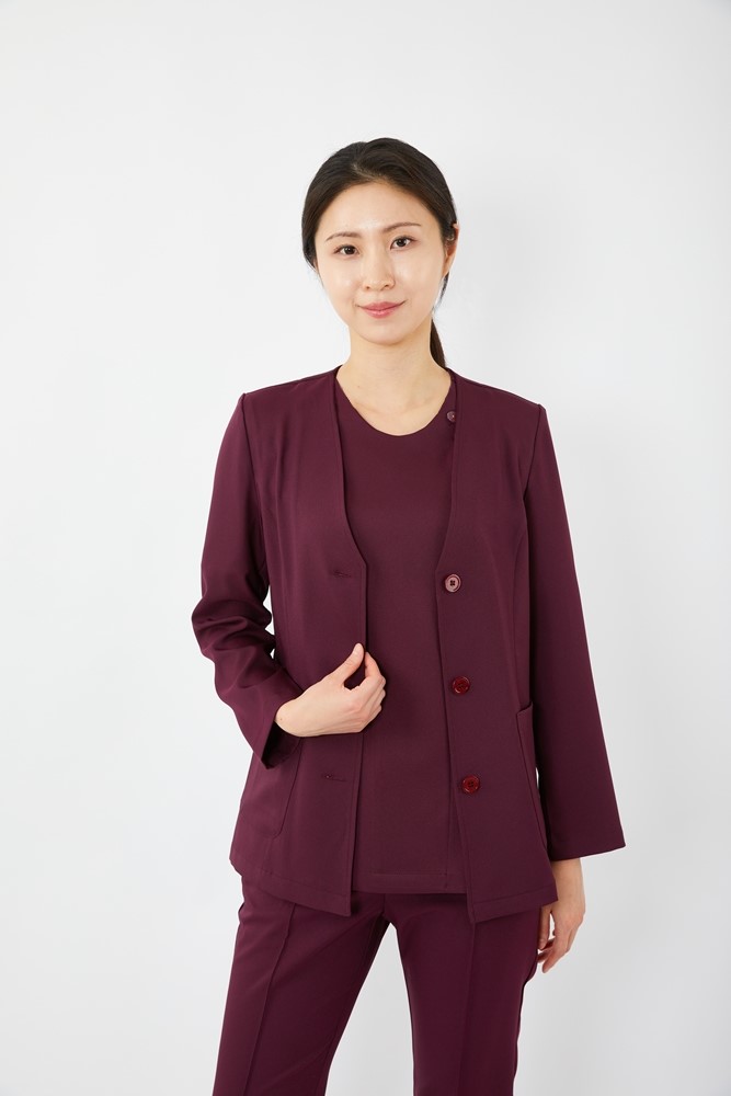 심플 가디건 자켓 와인-5373