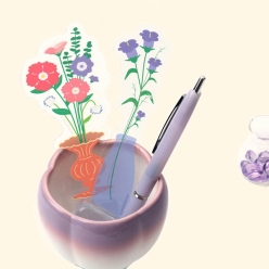 플라워 프리 라인 투명 책갈피