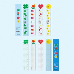 스마일 15cm 자 투명 책갈피 4종 세트