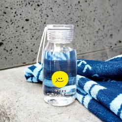 스마일 스트랩 투명 보틀 - 해피