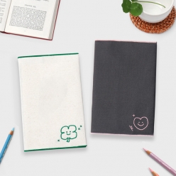 미소 자수 캔버스 북커버