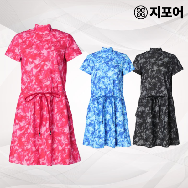 병행 지포어 골프웨어 여성용 모크넥 반팔 원피스 속바지세트 073213552