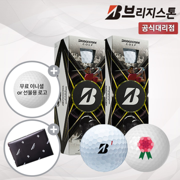 브리지스톤 24 타이거우즈 골프공 TOUR B X 하프더즌 6구 카네이션 각인 선물용 홀인원 인쇄