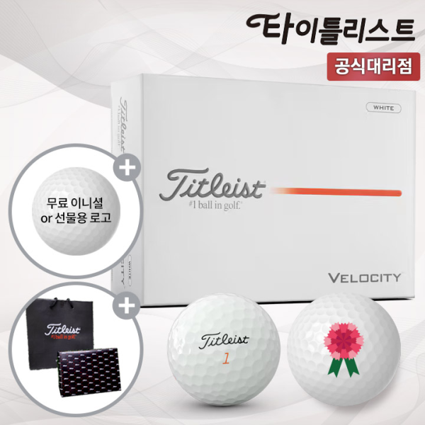 타이틀리스트 26 벨로시티 2피스 골프공 카네이션 각인 가정의달 선물용 홀인원 인쇄