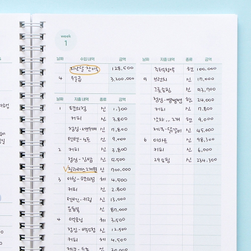 인디고 기본 작은소비 가계부 만년형 1년용