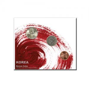 하이모리 코인 포스트카드 한국전통 태극레드 100원&middot;50원&middot;10원 동전용