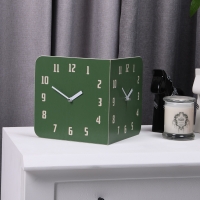 타임데코 모던 레트로 라운드 코너시계 그린