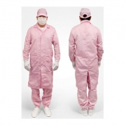 제전방진복 - 크린룸 무진 제전 방진복 롱가운 상의 (핑크)