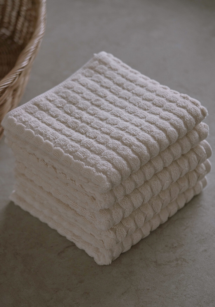 (SALE) 무염색 무형광 도트디자인 타월 5p Set