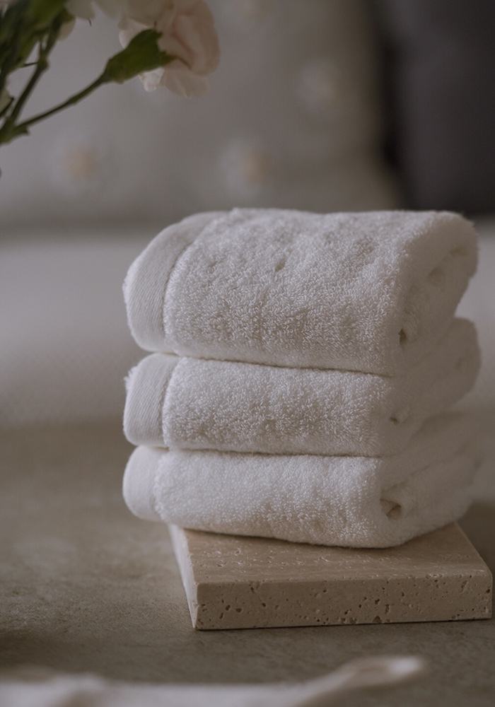 SALE 모달 핸드타월 화이트 칼라 고리 주방 수건 3장 세트 (70g)