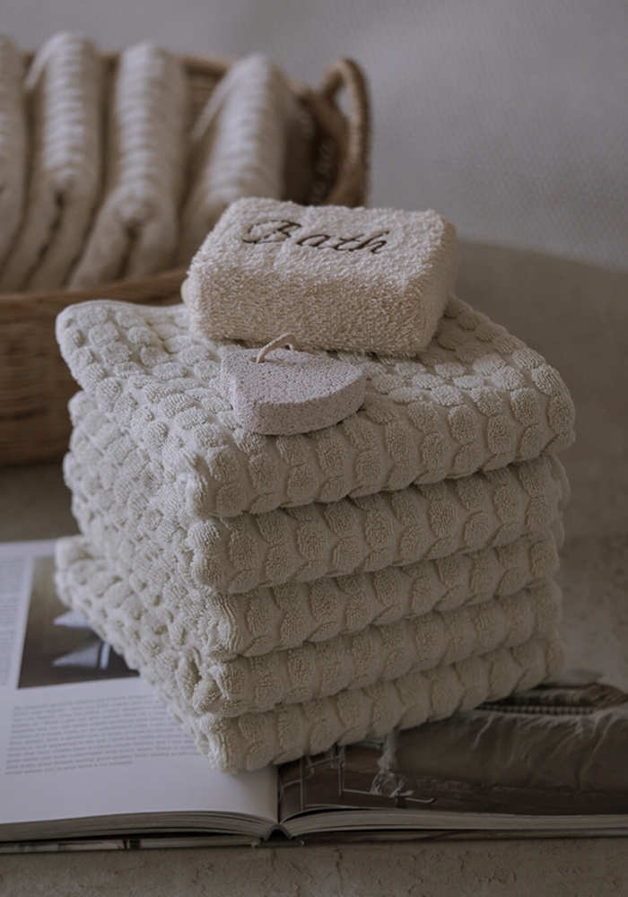 (SALE) 내추럴 올리브 도트디자인 타월 5p Set