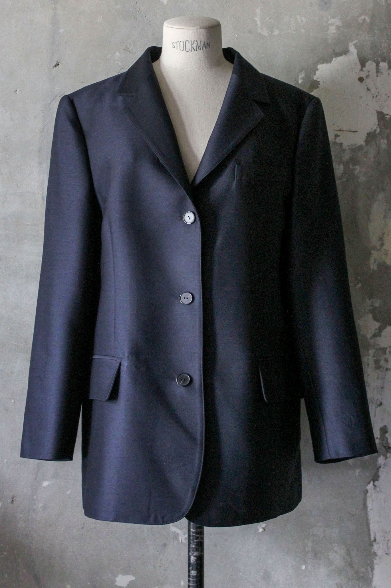 Silk wool navy jacket