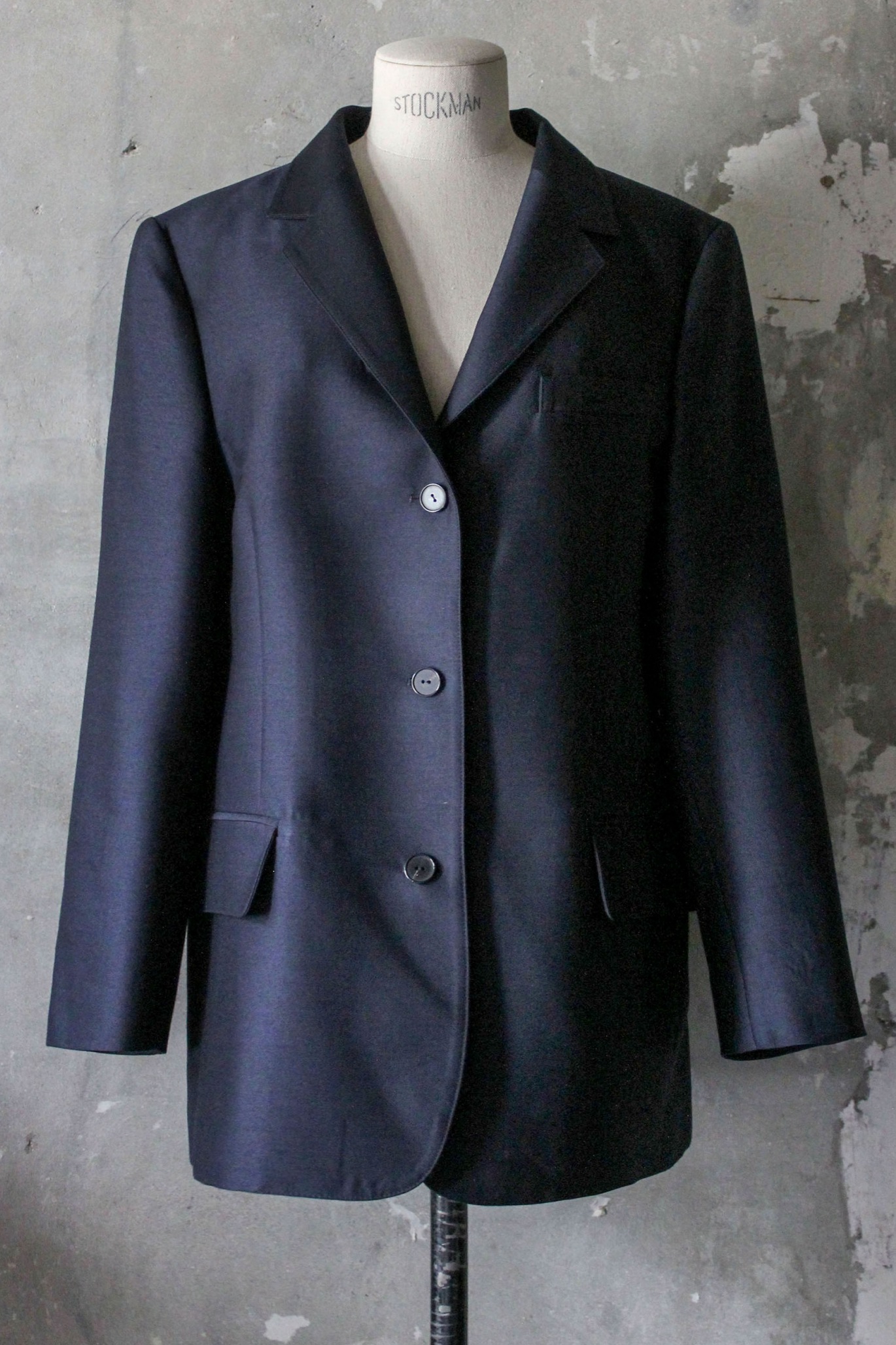 Silk wool navy jacket