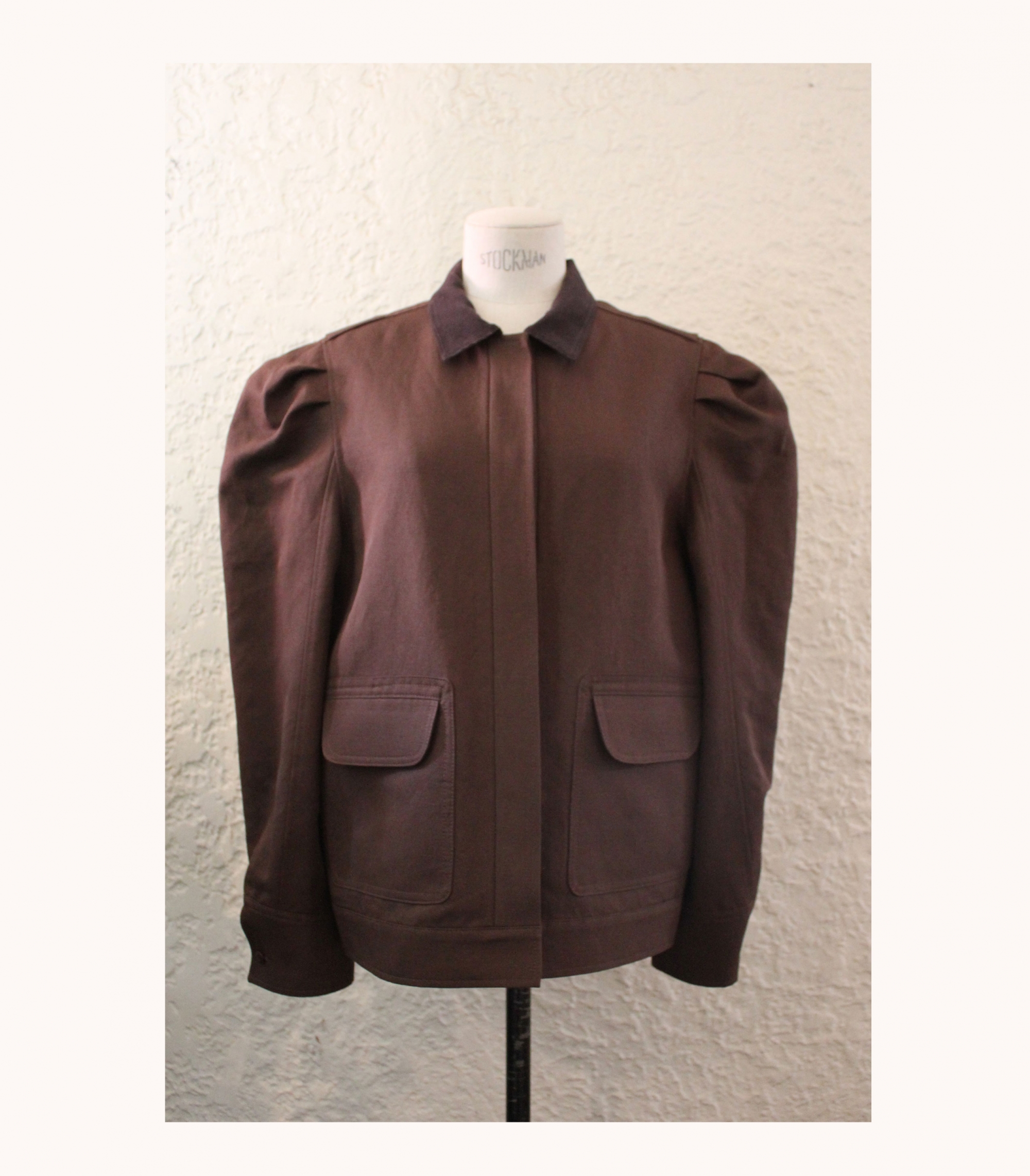 Brown Linen Puff Jacket