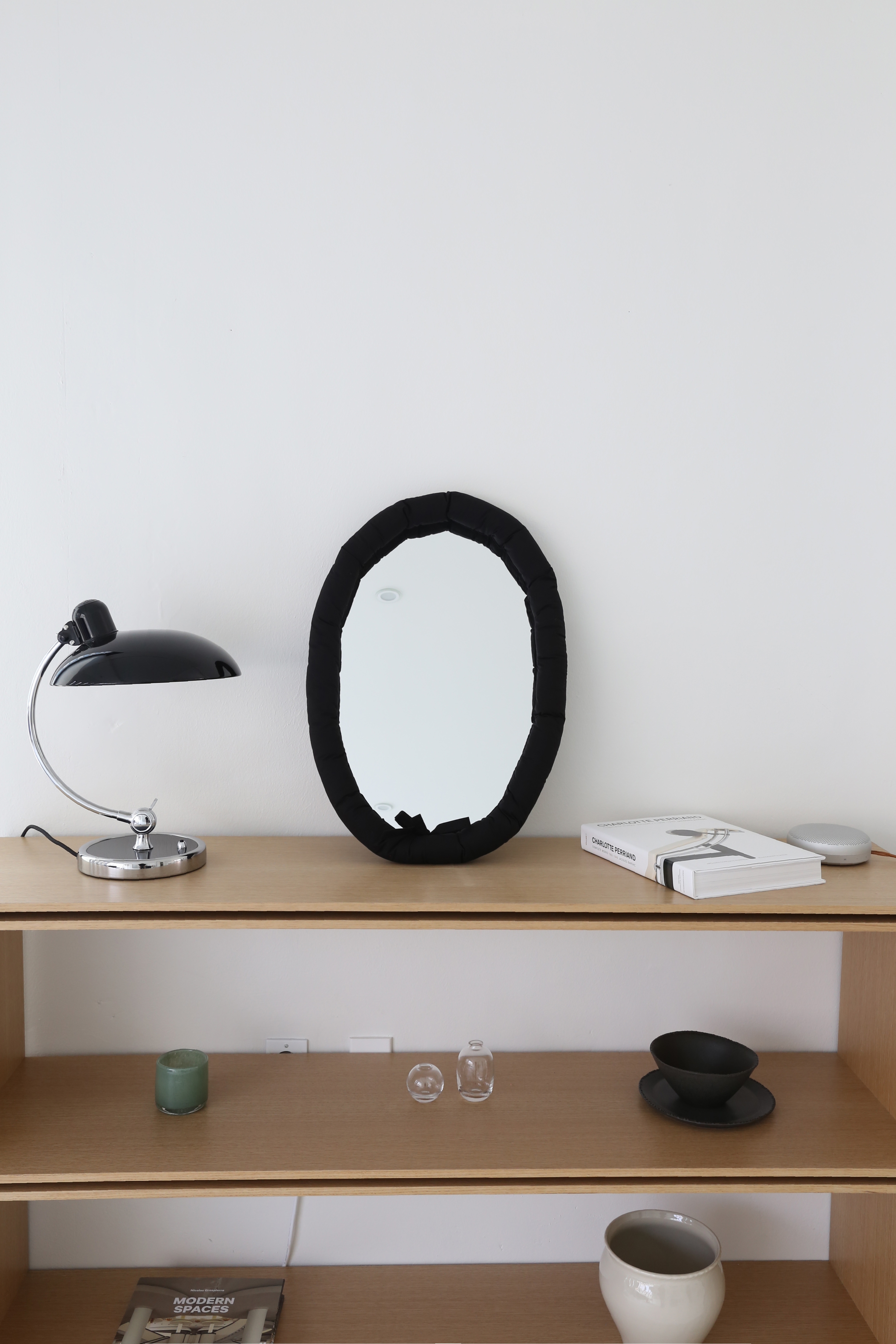 Black Oval Cushion Mirror