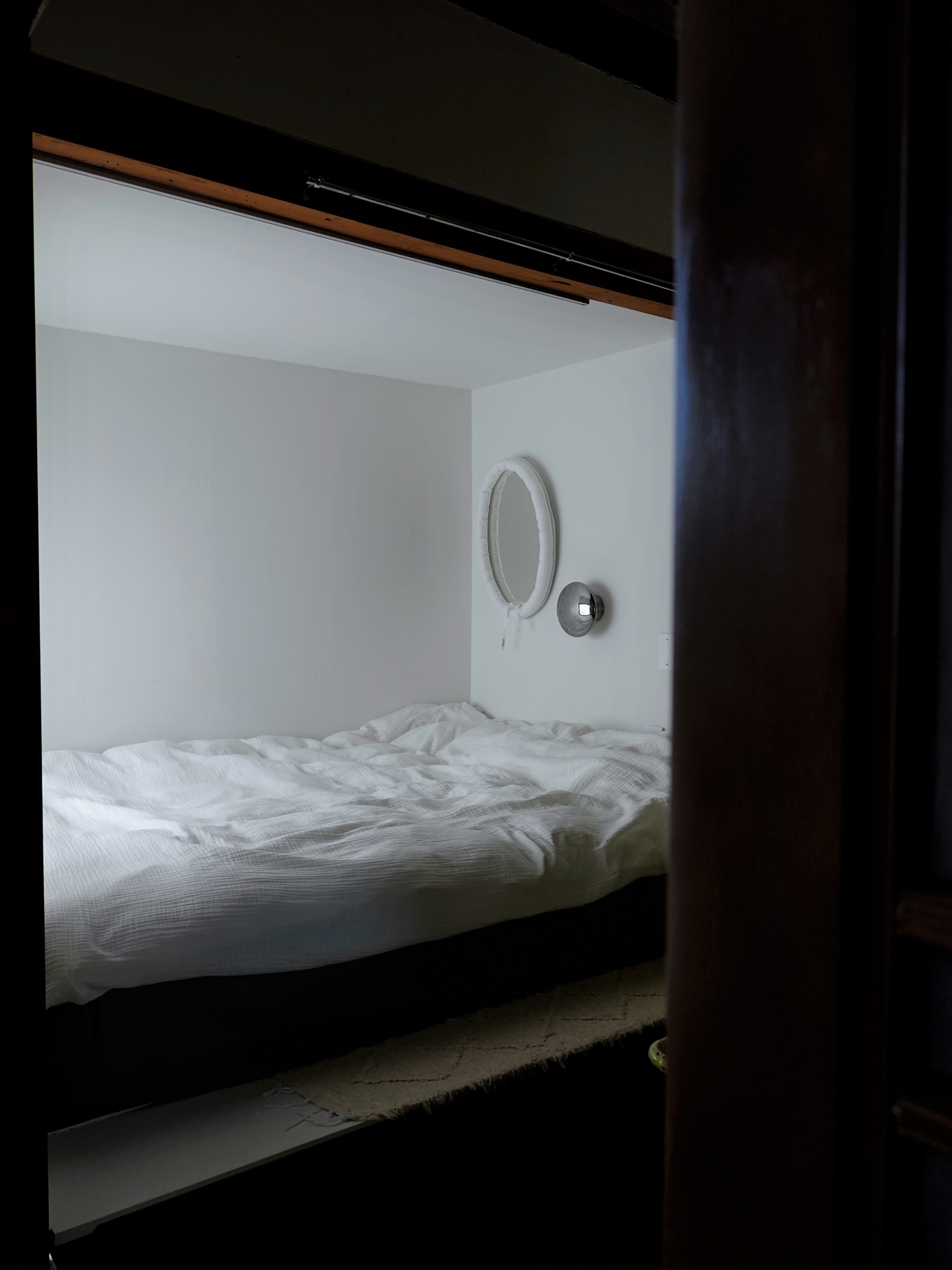 White Oval Cushion Mirror