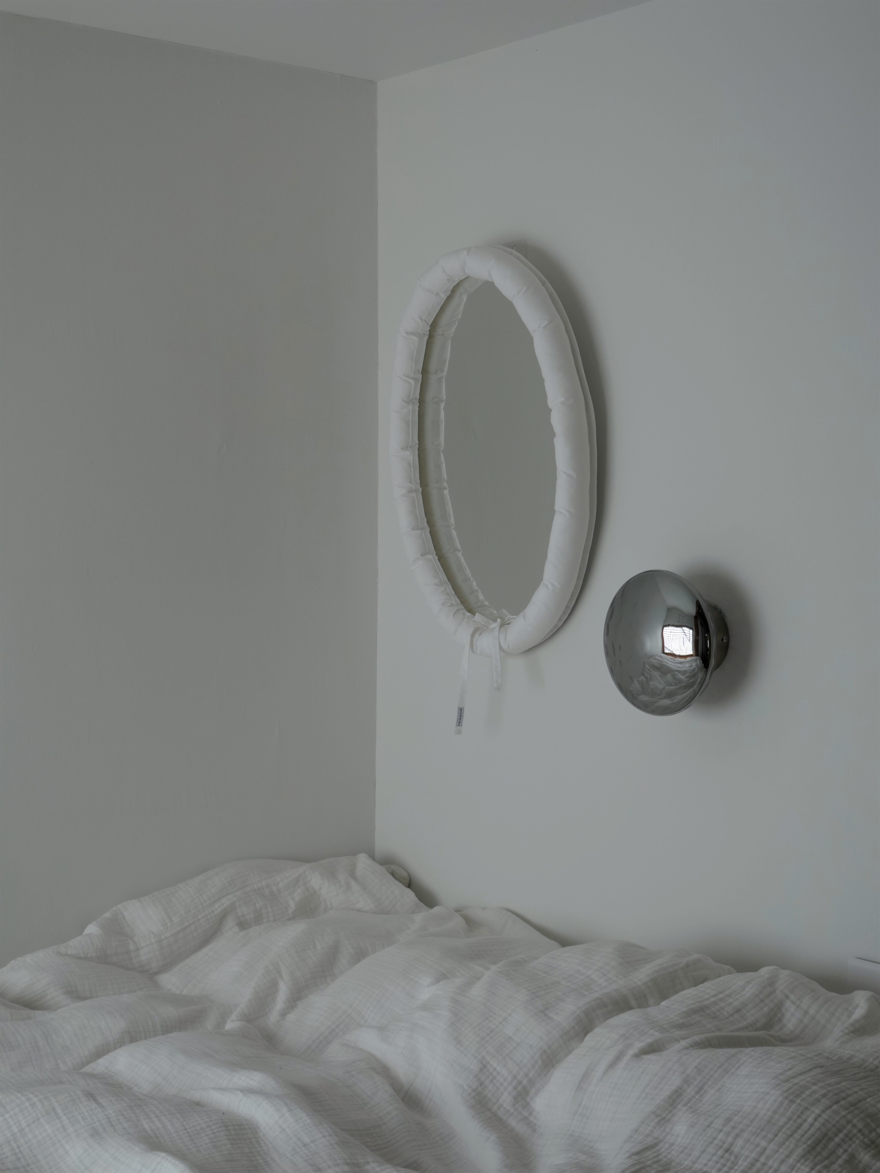 White Oval Cushion Mirror