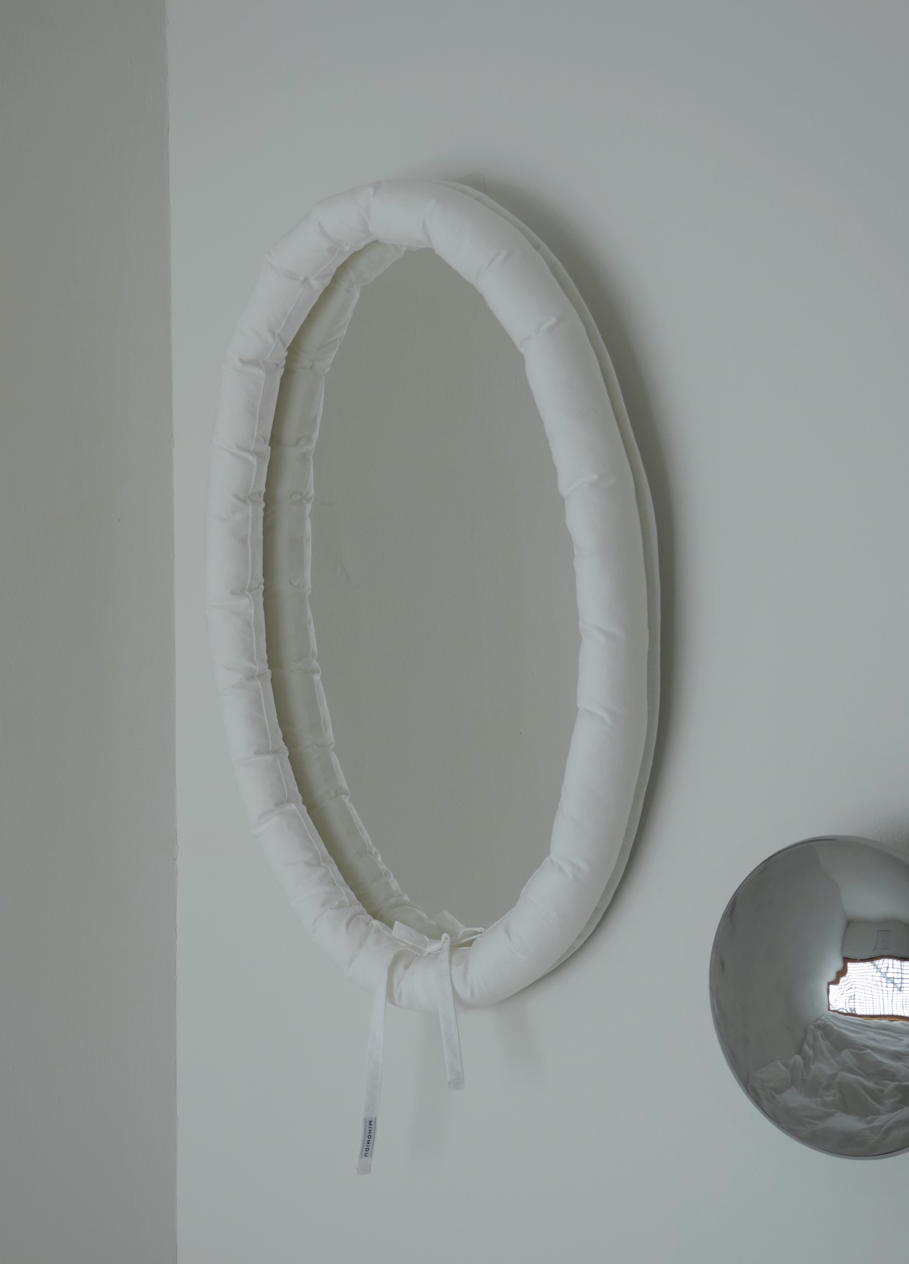 White Oval Cushion Mirror