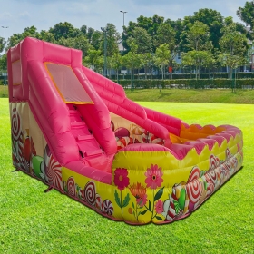핑크 사탕 슬라이드 풀장 pvc 에어바운스 5*5m