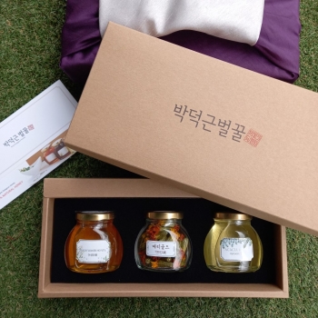 박덕근 벌꿀 꽃꿀3종 보자기선물세트(아카시아, 야생화, 메리골드꽃차)