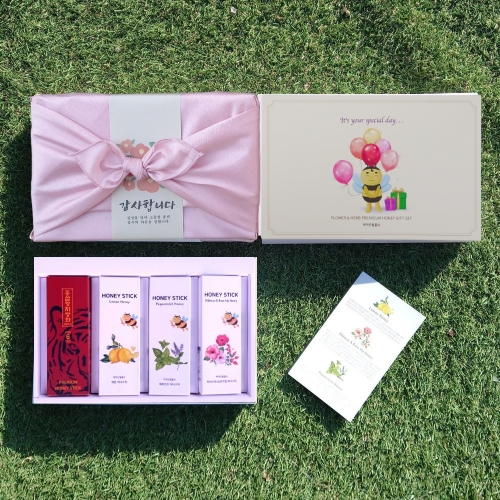 블렌딩벌꿀스틱4종선물세트 보자기포장