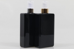 금속에센스펌프 PET 330ml 사각납작검정용기