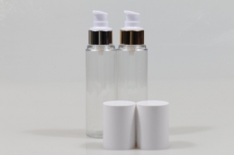 오버캡(백색)금속에센스펌프 PET 100ml 원형투명용기