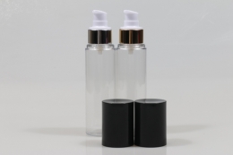 오버캡(검정)금속에센스펌프 PET 100ml 원형투명용기