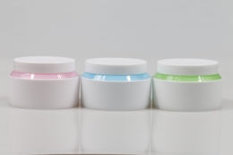 크림 PP 100g 원형이중백색용기(리드포함)